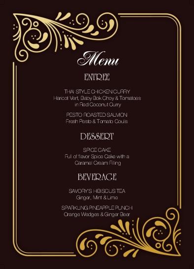 Black Menu With Gold Wedding Menu Cards Front