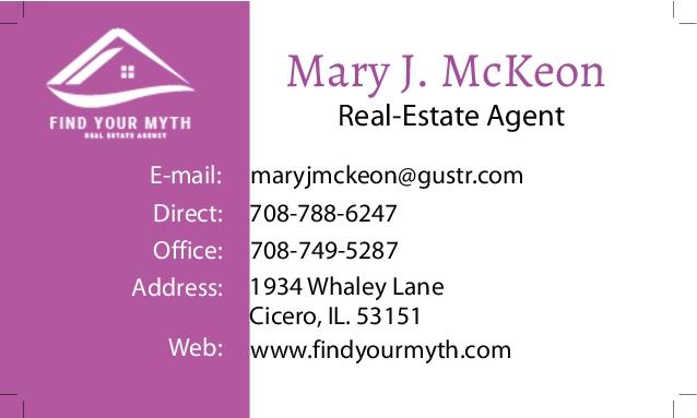 Purple Myth Real State Business Card Back