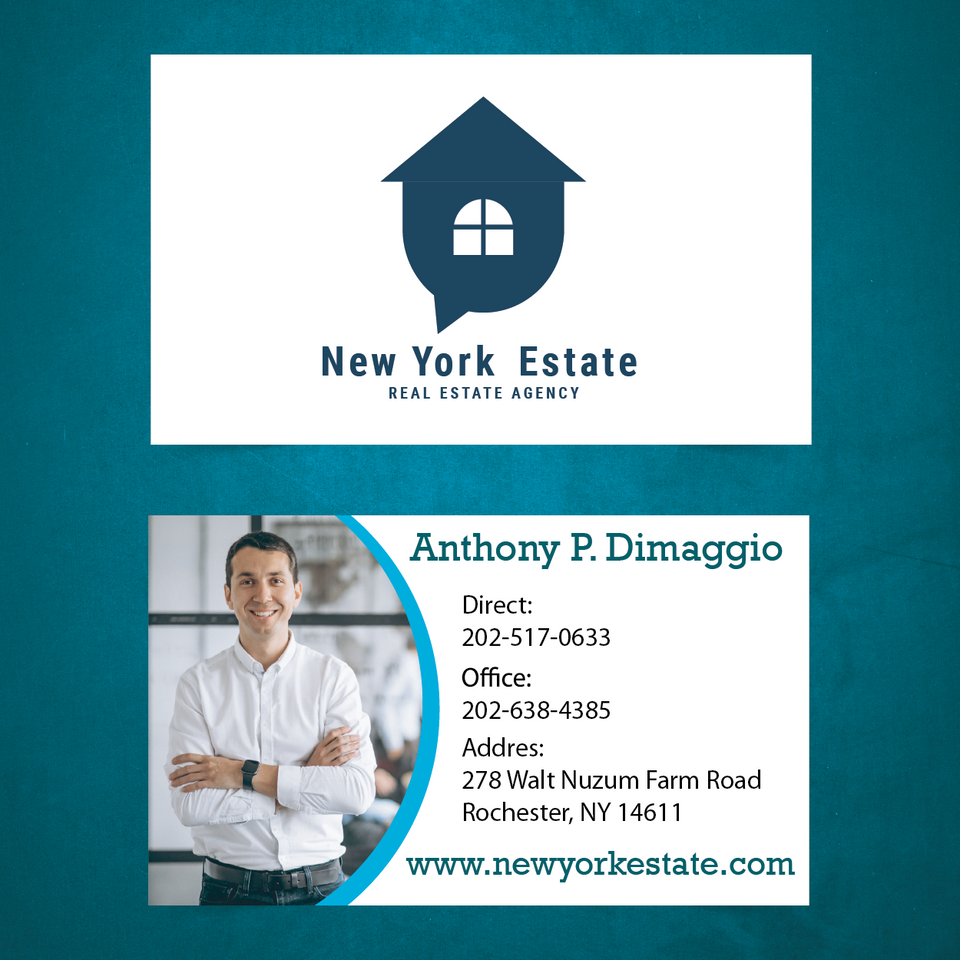 New York Blue Real State Business Card Front