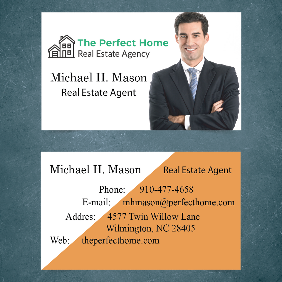 Orange Half Real State Business Card Front