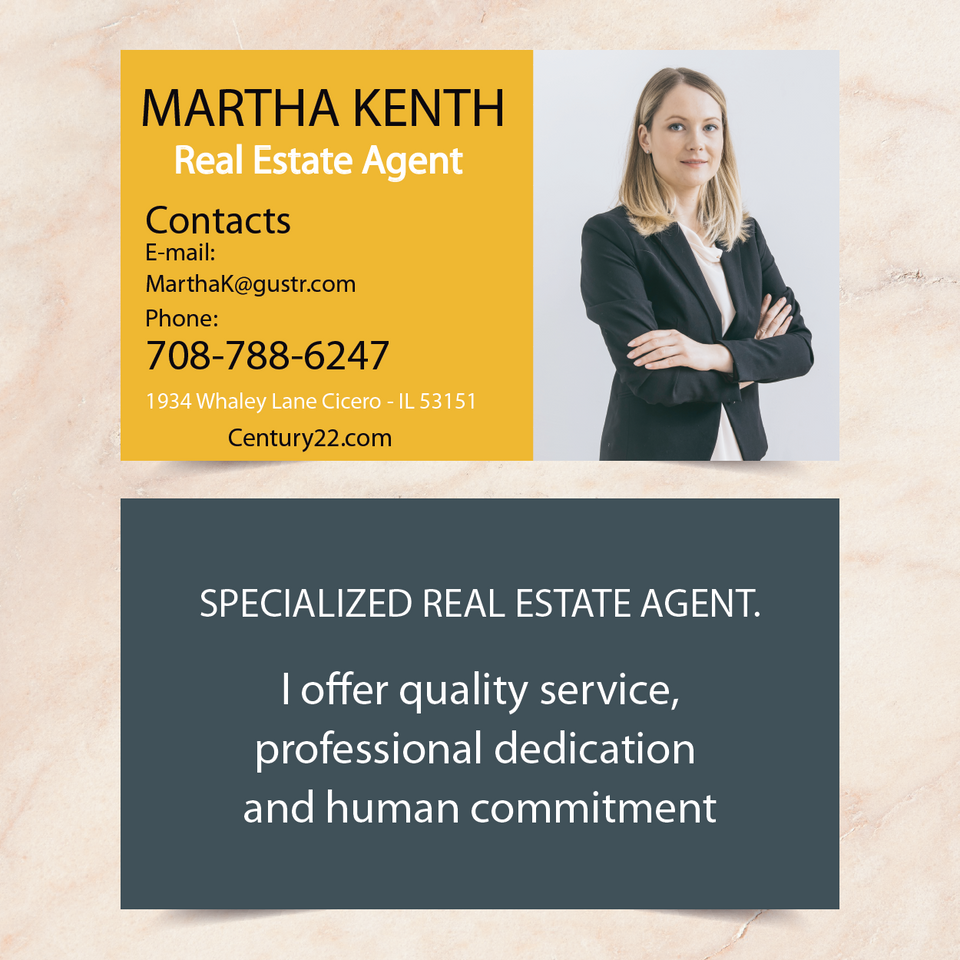 Yellow Agent Real State Business Card Front