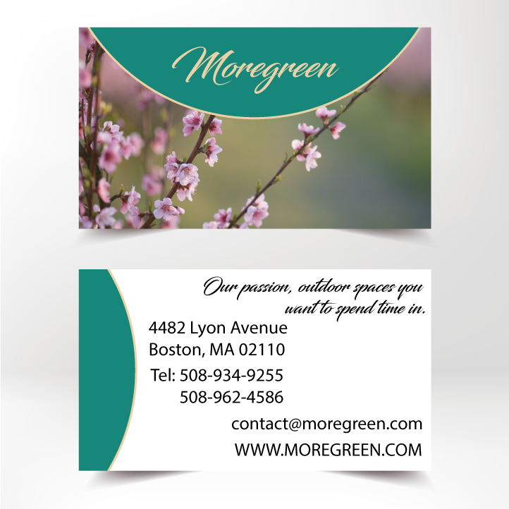 Open Green Garden Landscaping Business Card Front