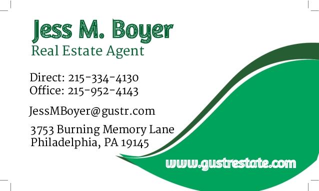Green Haze Real State Business Card Back