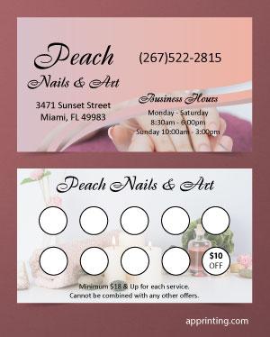Soft Peaches Nails & Spa Business Card Front