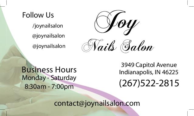 Joy Candle Nails & Spa Business Card Back