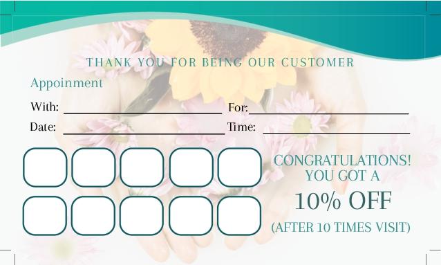 Aqua Sunflower Nails & Spa Business Card Back