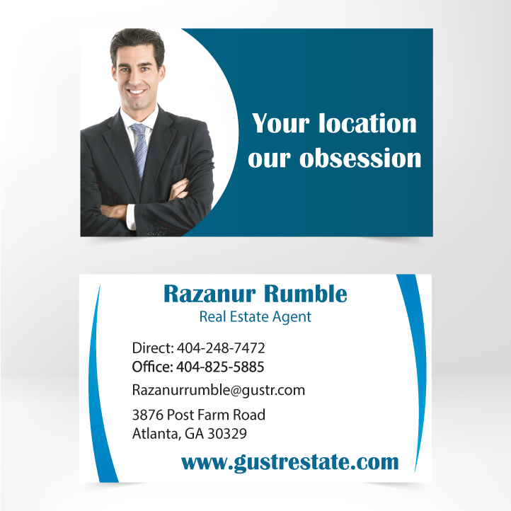 Dark Cerulean Real State Business Card Front