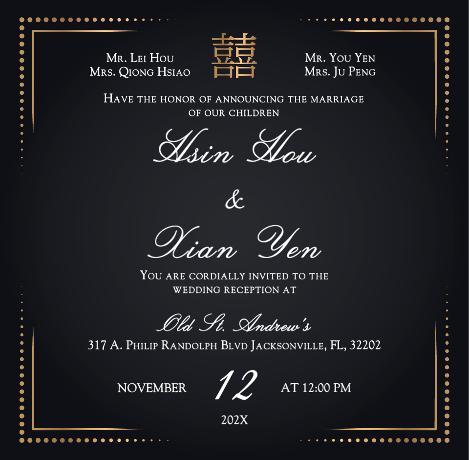 Deluxe Gold Frames 6 1/4 Square Denali Pocket Wedding Invitation