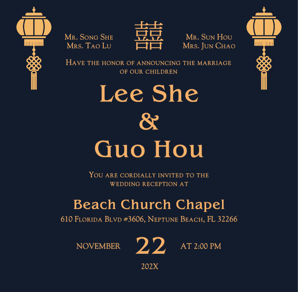 Elegant Gold Lamps 6 1/4 Square Denali Pocket Wedding Invitation