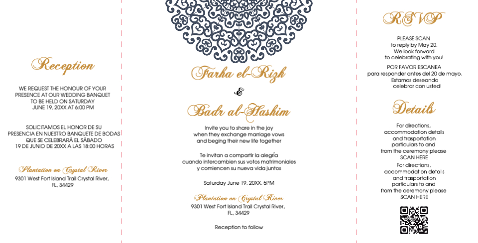 Dark Blue with Mandala 7x7 Gate Fold Wedding Invitation