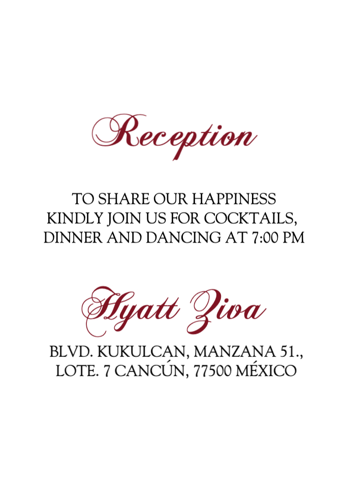 Crimson Script Elegance Simple Flat 5x7 Wedding Invitation