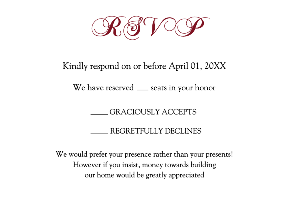 Crimson Script Elegance Simple Flat 5x7 Wedding Invitation