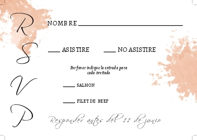 Coral Peach Strokes Wedding Invitation RSVP Main Invitation 5&quot;x7&quot;