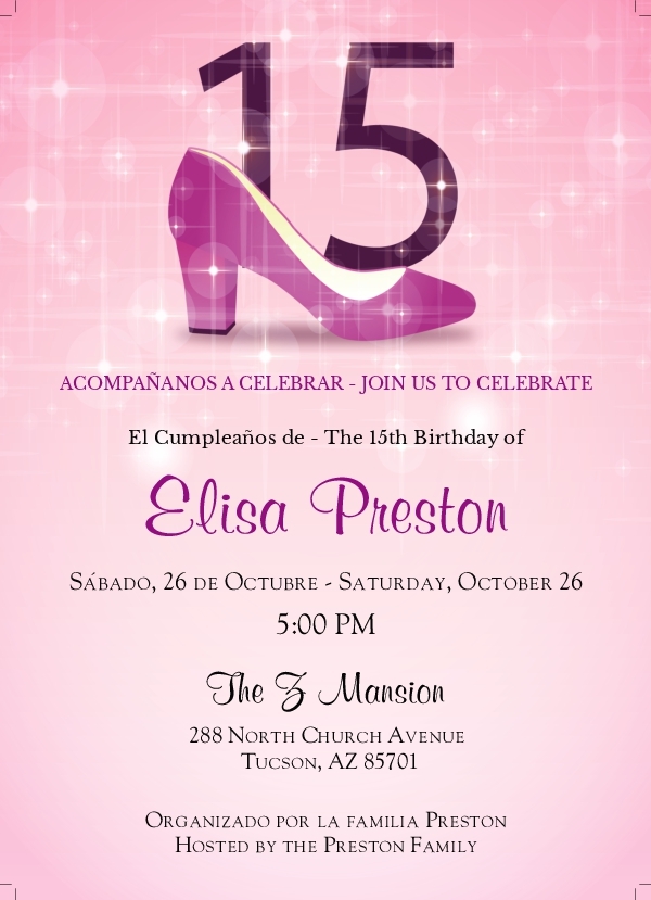 Quinceañera 103 - ESP/ENG - Invitation 5x7 Announcement