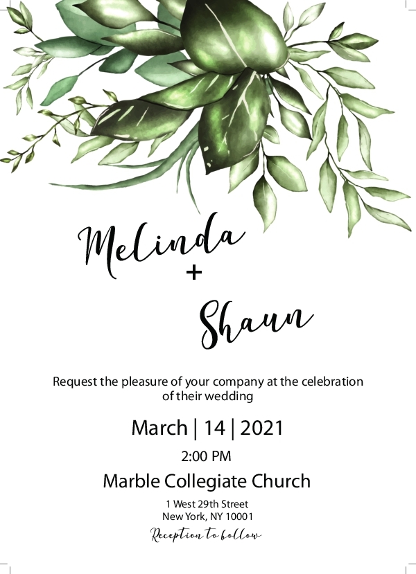 Wedding Invitation 119 - Main Invitation 5x7 Announcement