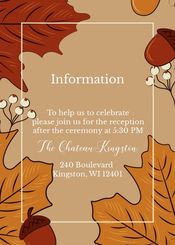 Wedding Invitation 126 - Details 3.5 x 5 Portrait Front