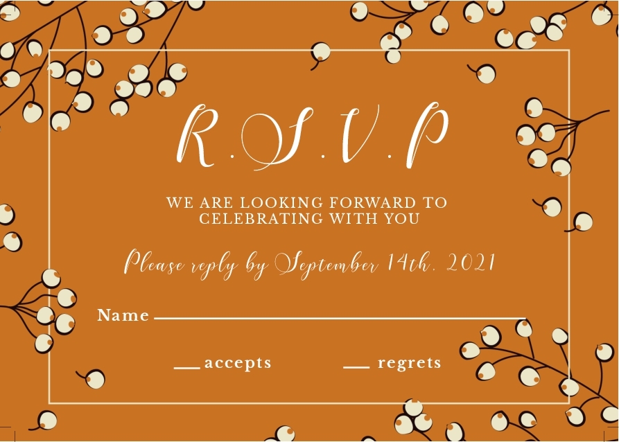 Wedding Invitation 126 - RSVP 3.5 x 5 Landscape Front