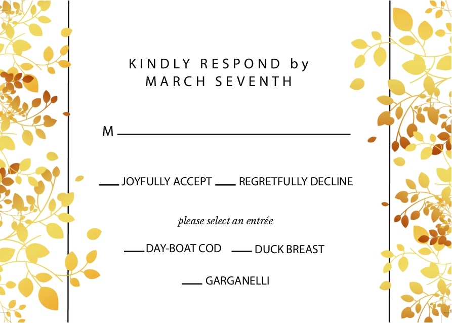 Wedding Invitation 123 - RSVP 3.5 x 5 Landscape Front