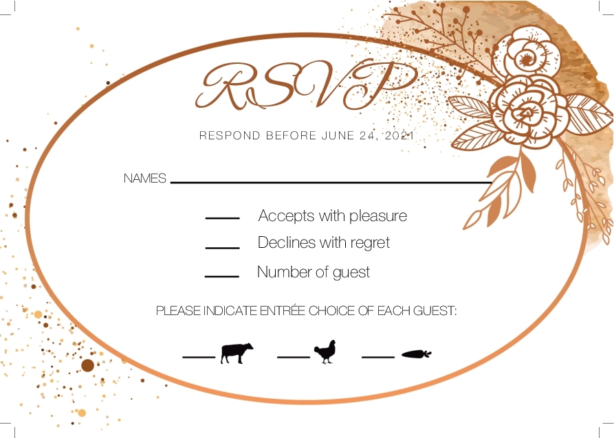 Wedding Invitation 128 - RSVP 3.5 x 5 Landscape Front