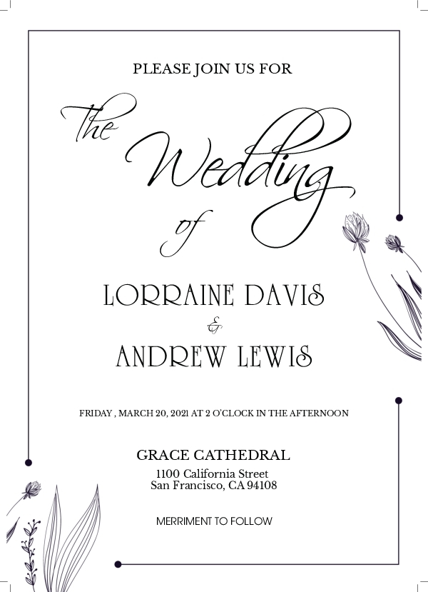 Wedding Invitation 136 - Main Invitation 5x7 Announcement