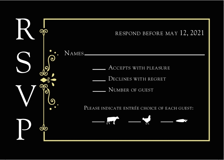 Wedding Invitation 138 - RSVP 3.5 x 5 Landscape Front