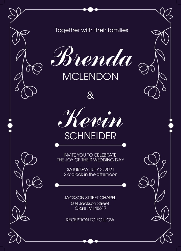 Wedding Invitation 146 - Main Invitation 5x7 Announcement