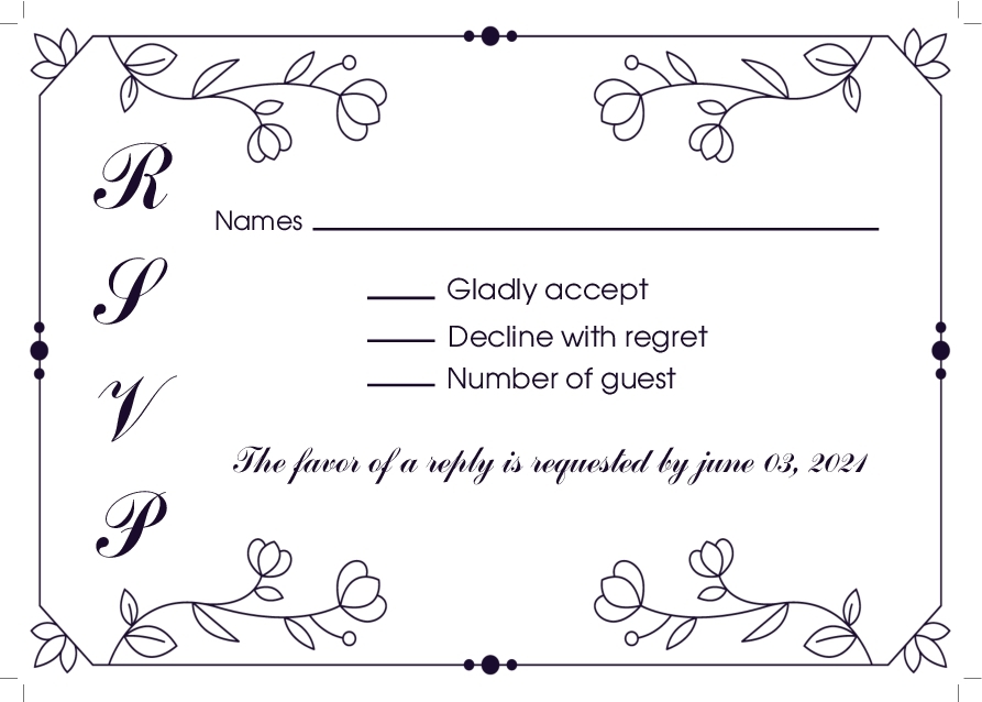 Wedding Invitation 146 - RSVP 3.5 x 5 Landscape Front