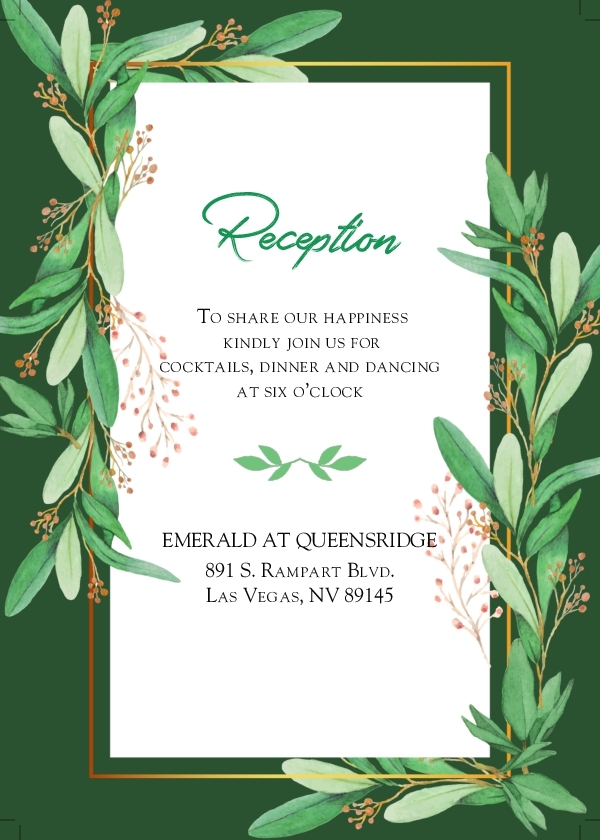 Wedding Invitation 147 - Details 3.5 x 5 Portrait Front
