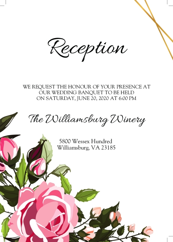 Wedding Invitation 149 - Details 3.5 x 5 Portrait Front