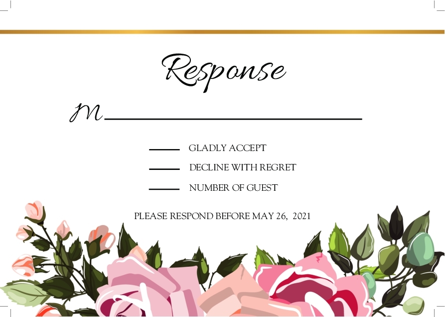 Wedding Invitation 149 - RSVP 3.5 x 5 Landscape Front