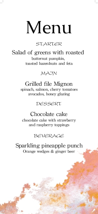 Reflective Red Spot Wedding Menu Cards Front