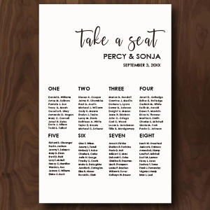 Classic Minimalist Seating Charts