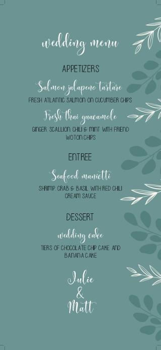 Minimalist Natural Elegance Menu Cards Front