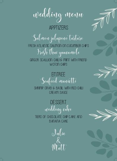 Minimalist Natural Elegance Menu Cards Front