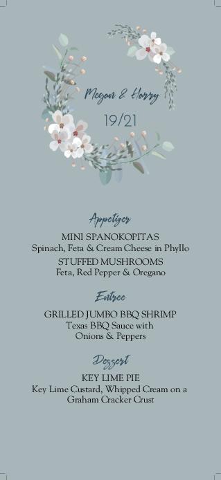 Reflexes Of Humidity Wedding Menu Cards Front