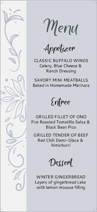Shades Of Fog Menu Cards Front
