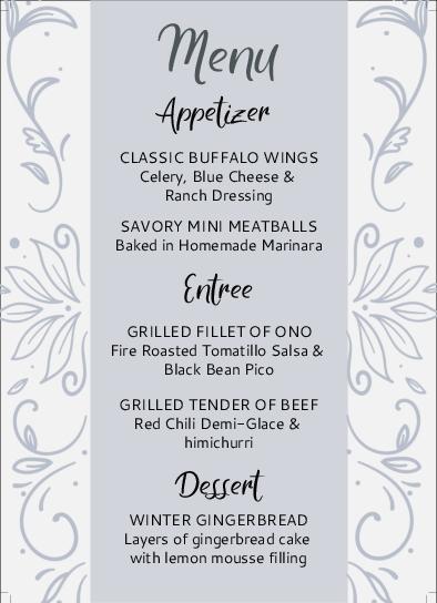 Shades Of Fog Menu Cards Front