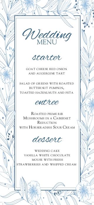 Feather Background Wedding Menu Cards Front