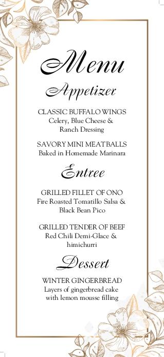 Romance Frame Wedding Menu Cards Front