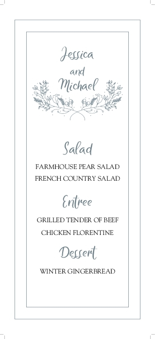 Sea Frame Wedding Menu Cards Front