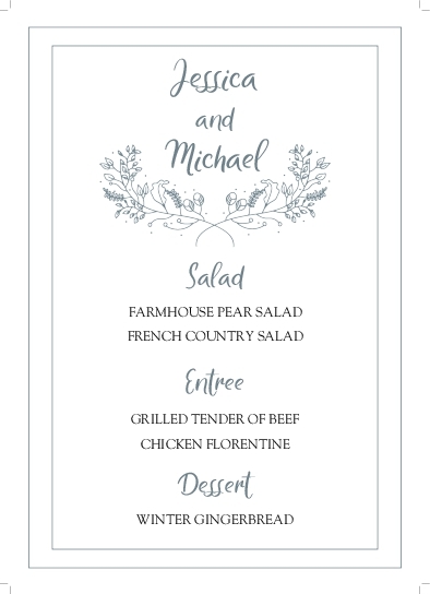 Sea Frame Wedding Menu Cards Front