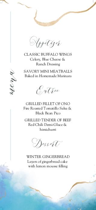 Luxurious Marble Background Wedding Menu Cards Front
