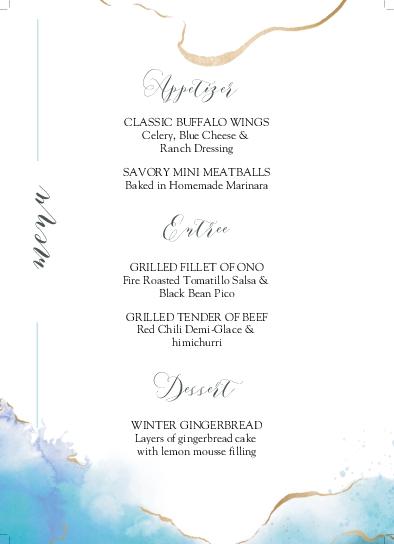 Luxurious Marble Background Wedding Menu Cards Front
