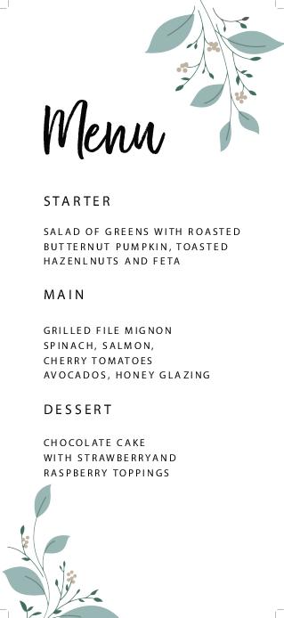 Classics Reinvented Wedding Menu Cards Front