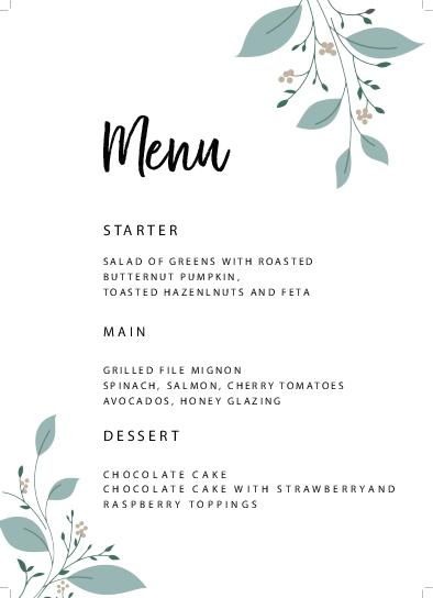 Classics Reinvented Wedding Menu Cards Front