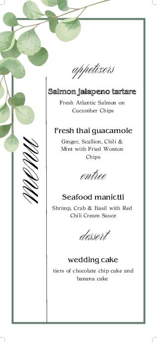Round Sheet Art Wedding Menu Cards Front