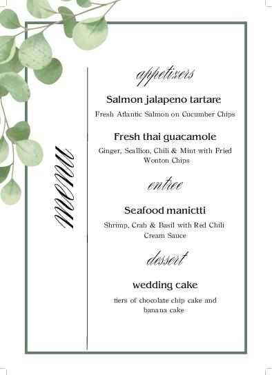 Round Sheet Art Wedding Menu Cards Front