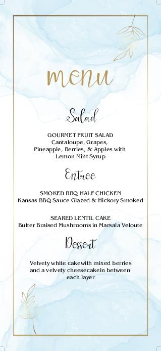 Golden Elegant Clouds Wedding Menu Cards Front