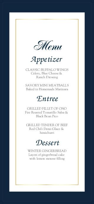Design on Demand Wedding Menu Cards Front