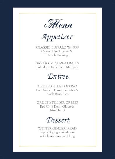 Design on Demand Wedding Menu Cards Front